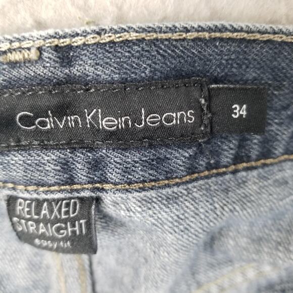 Calvin Klein Jeans Mens 34 Relaxed Straight Fit Distressed Denim 34x30 Jeans - Picture 14 of 16